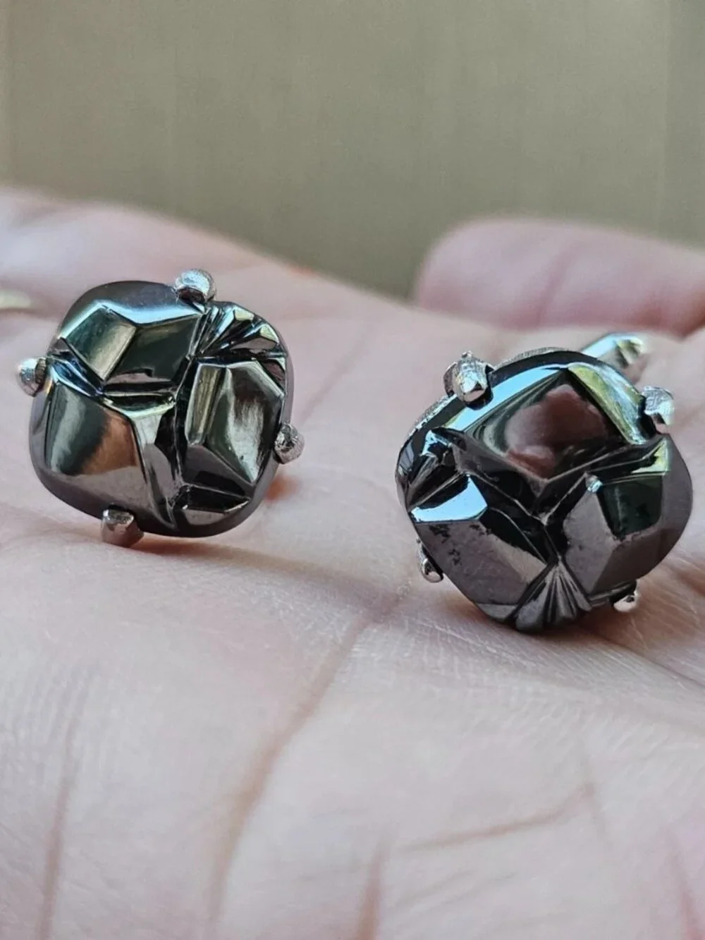 Vintage Sarah Coventry Men Cufflink Black Faux Stone Cuff Links Stud Men Jewelry
